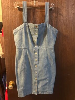 Rue21 Light Blue Denim Button-Front Mini Dress